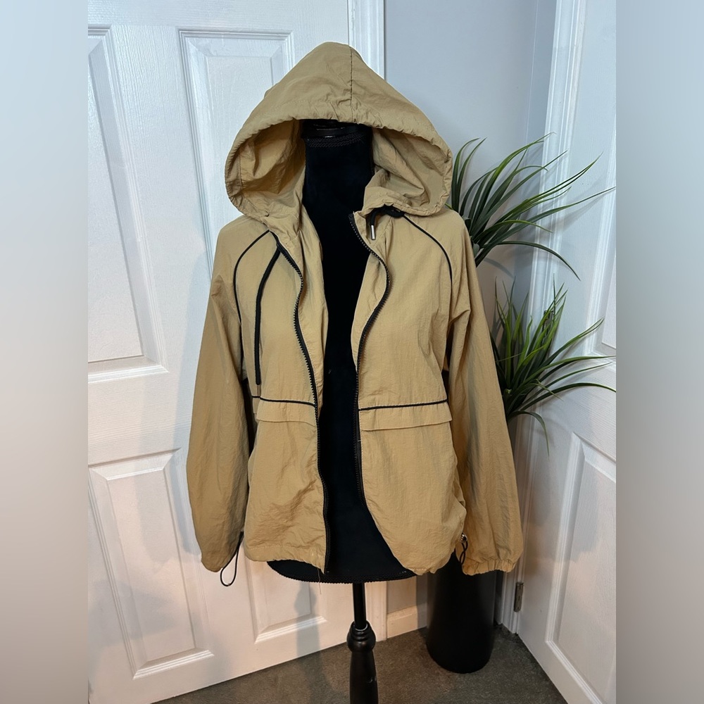 Khaki Windbreaker Hooded Jacket